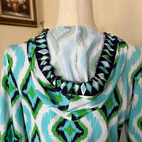 Macbeth Collection Blue & Green Hooded Swimsuit Coverup, sz XS - Picture 7 of 10